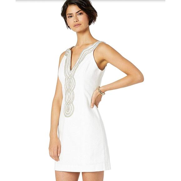 LILLY PULITZER Women's Valli Shift Dress Size 0 Resort White Notched Neck NWT - Picture 1 of 13